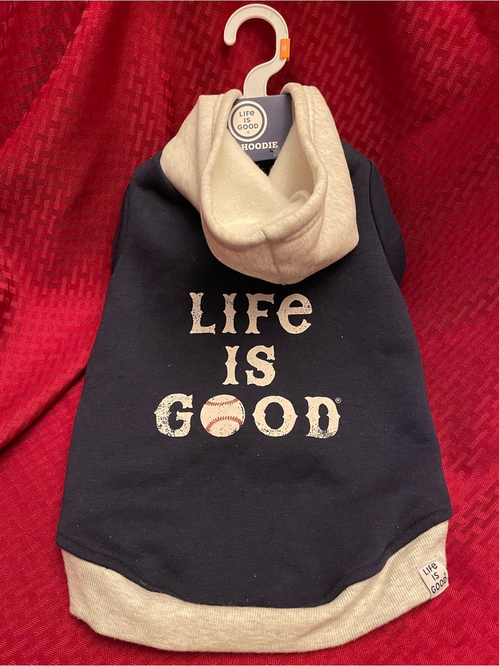 Life Is Good Navy and Cream Dog Hoodie